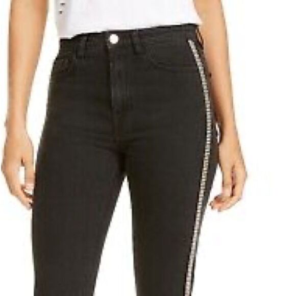 Guess size 24 black rhinestone jeans straight leg - Picture 1 of 9
